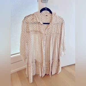 Free People Tunic Dress. Size XS. Cream and Burgundy print. Great condition.